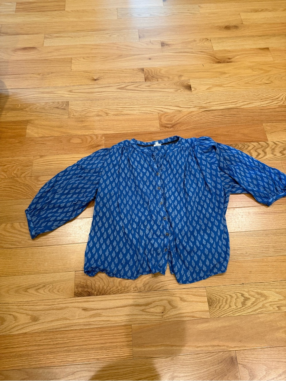 Pilcro Blue Button-Front Print Top